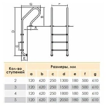 Лестница HIDROTERMAL ERGOLINE 500 SF515 - SR анти-слип (НТ) 5 ступеней - фотография № 2