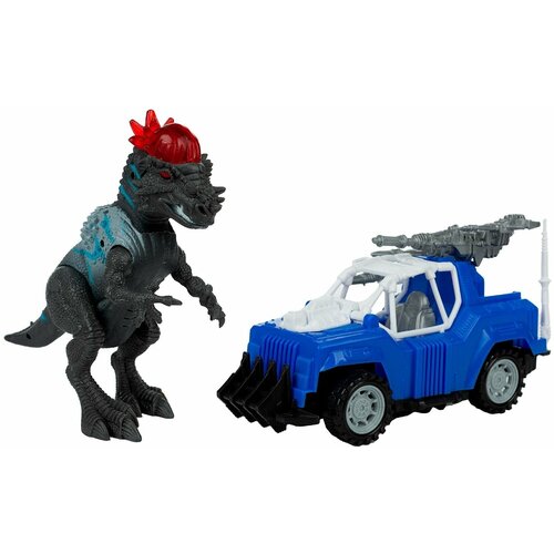 Набор игровой KiddiePlay Динозавр пахицефалозавр с джипом 12623 игровой набор военный с джипом и гидроциклом