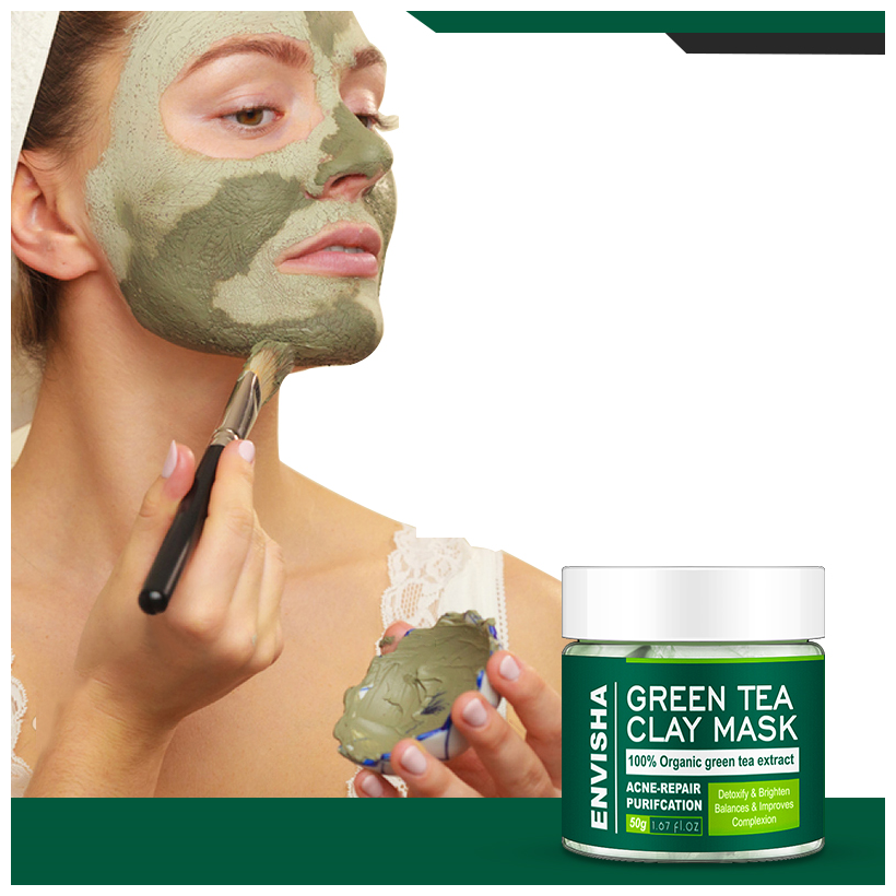 Маска для лица с экстрактом зеленого чая против акне и черных точек Очищающая глиняная маска ENVISHA GREEN TEA CLAY MASK