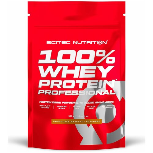 Протеин Scitec Nutrition 100% Whey Protein Professional 500 г Шоколад-Фундук вафли белковые puls nutrition шоколад и фундук 40 г