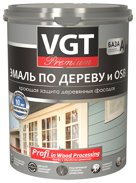 Эмаль акриловая (АК) VGT по дереву и OSB Premium полуматовая