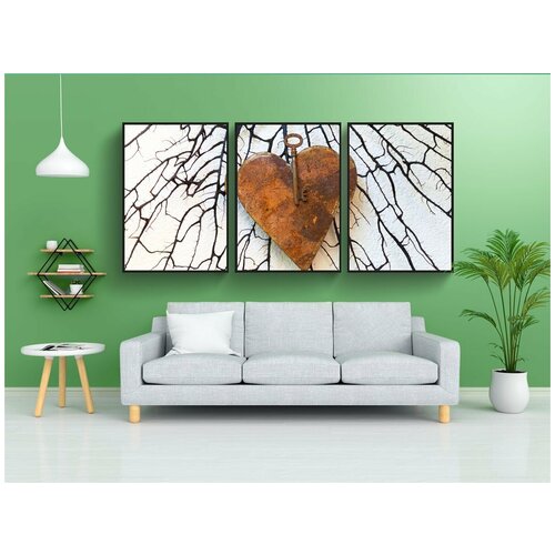 фото Набор модулных постеров для интерьера "сердце, металл, ржавый" 60x90 см. в тубусе, без рамки lotsprints