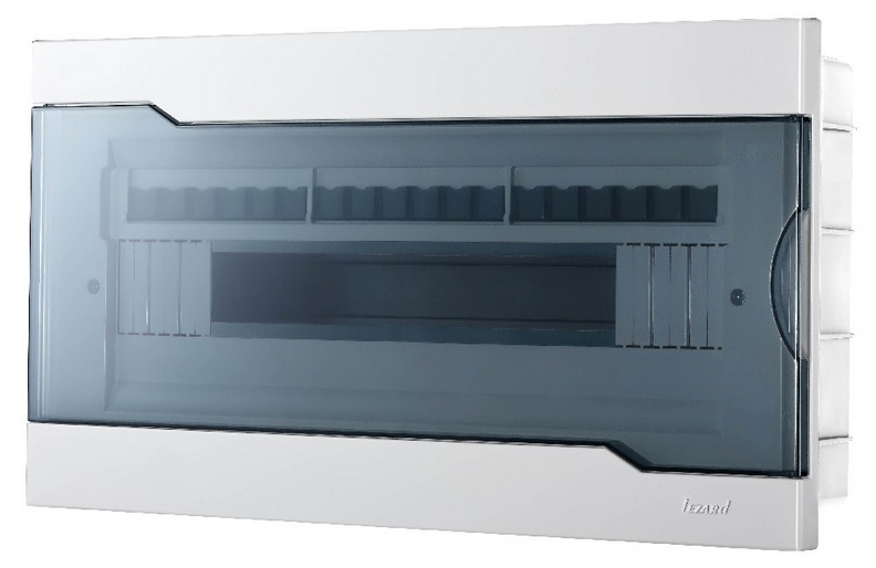 Lezard бокс (корпус) пластик ЩРН-П-18 18 мод. навесной белый с дымчатой дверцей IP40 730-2000-018