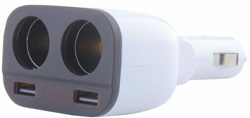 Зарядное устройство автомобильное Hoco 6957531091967 2*прикуриватель, LED-дисплей, 2xUSB, белый - фото №6