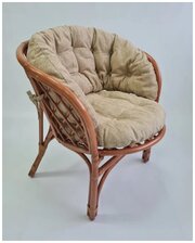 Кресло из натурального ротанга с большой светлой подушкой Багама, цвет миндаль матовый