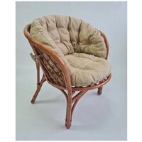 Кресло из натурального ротанга с большой светлой подушкой Багама, цвет миндаль матовый
