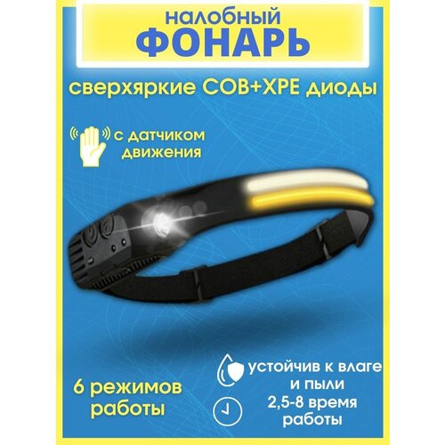 фото Налобный фонарь optiforodgi opfw689-2 multi-function induction headlamp с сенсорным датчиком включения. цвет черный skilfuk