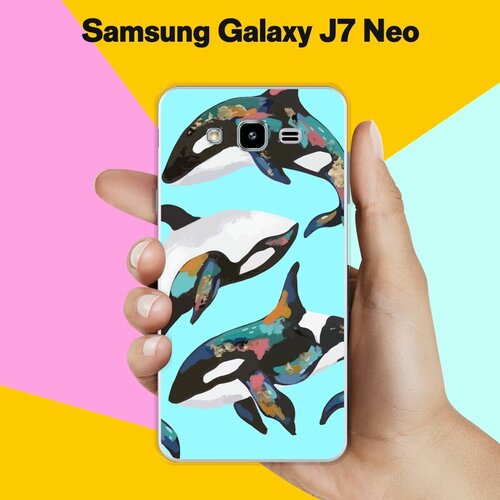 Силиконовый чехол на Samsung Galaxy J7 Neo Косатки / для Самсунг Галакси Джей 7 Нео силиконовый чехол на samsung galaxy j7 neo вид на землю для самсунг галакси джей 7 нео