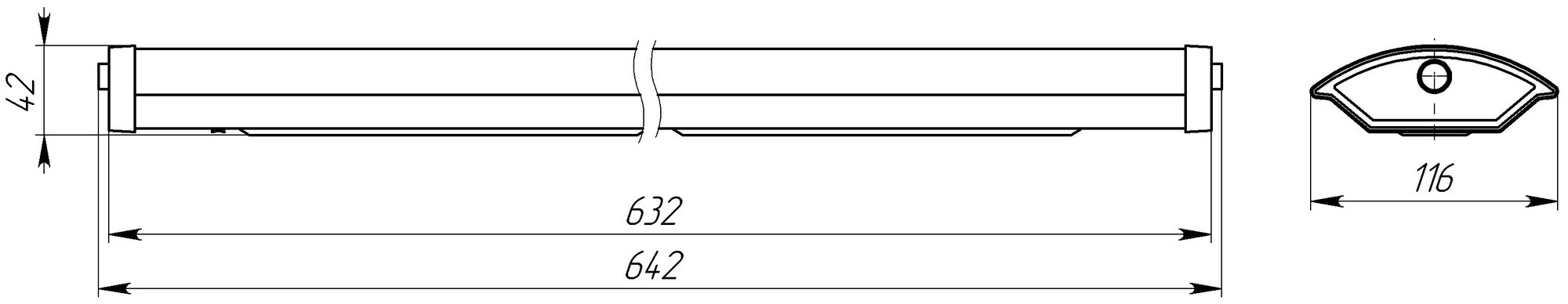 ДПО 11-2х10-001 Светильник ЭРА ДПО 11-2х10-001 с рассеивателем IP40 под 2 светодиодные лампы T8 2*G13 LED 600мм цена за 1 шт