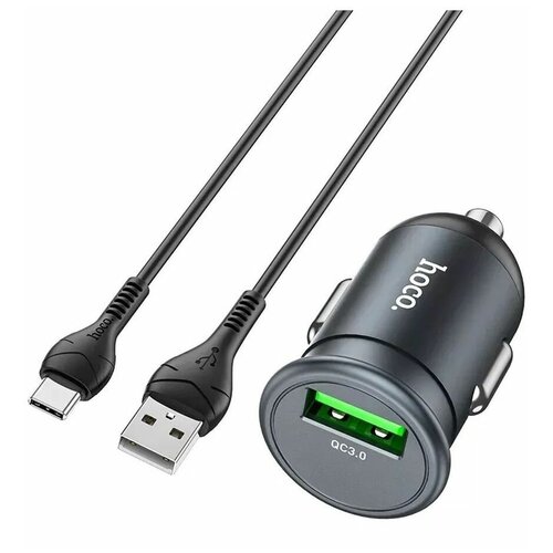 Автомобильное зарядное устройство HOCO Z43 Mighty 1xUSB, 3А, 18W, QC3.0 (серый)