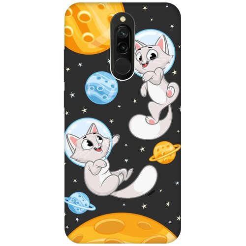 фото Силиконовая чехол-накладка silky touch для xiaomi redmi 8 с принтом "cosmocats" черная gosso