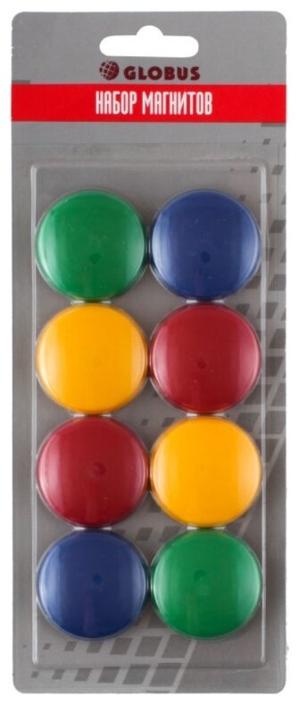 Магниты для доски магнитно-маркерная Globus МЦ40-8, разноцветный