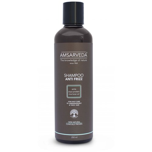 Разглаживающий шампунь натуральный с маслом миндаля без SLS SLES парабенов Shampoo Anti Frizz, Amsarveda, 250 мл