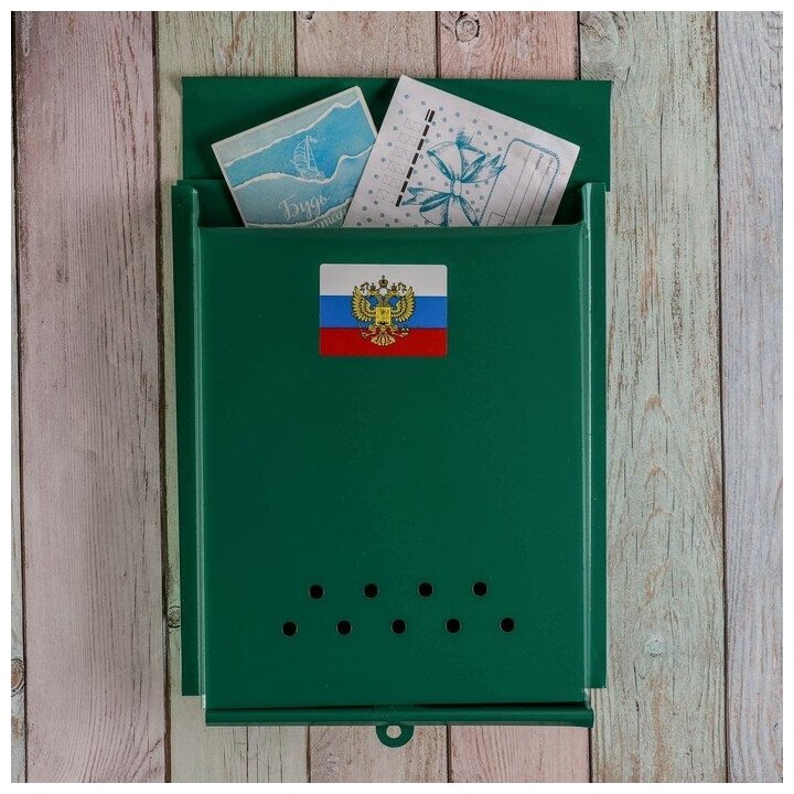 Ящик почтовый «Почта», вертикальный, без замка (с петлёй), зелёный - фотография № 2