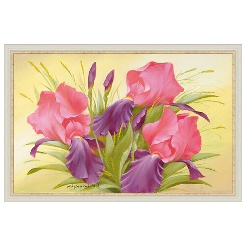 Картина-репродукция 60х90 см. в раме 39 мм. Лэнд АРТ. И. Дворецкий. Pink Irises.