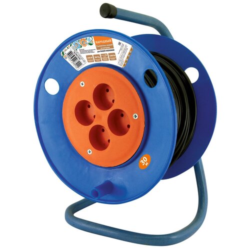 фото Удлинитель на катушке силовой народный 4 гнезда пвс 1300 вт б/з, 30м tdm еlectric