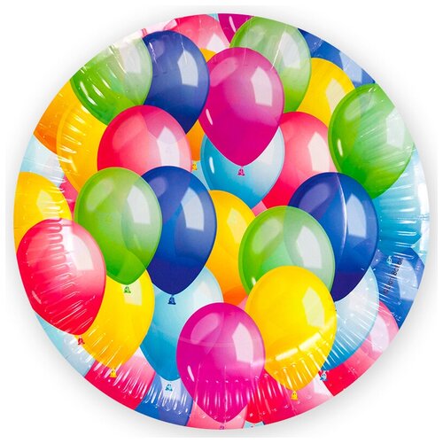 фото Тарелки (9''/23 см) воздушные шары, разноцветный, 6 шт. дон баллон