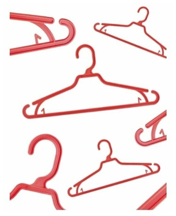 Вешалка-плечики для одежды PlastOn пластиковая, красная, набор 15 штук - фотография № 1