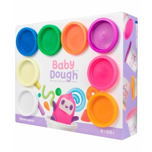 Тесто для лепки BabyDough, набор 8 цветов, яркие