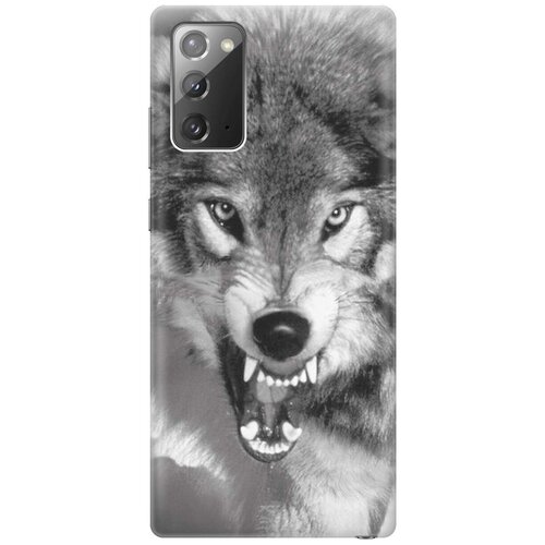 фото Ультратонкий силиконовый чехол-накладка для samsung galaxy note 20 с принтом "волчий оскал" gosso
