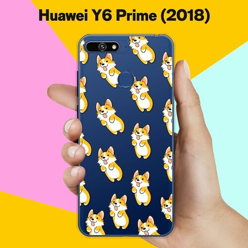 Силиконовый чехол Узор из корги на Huawei Y6 Prime (2018)