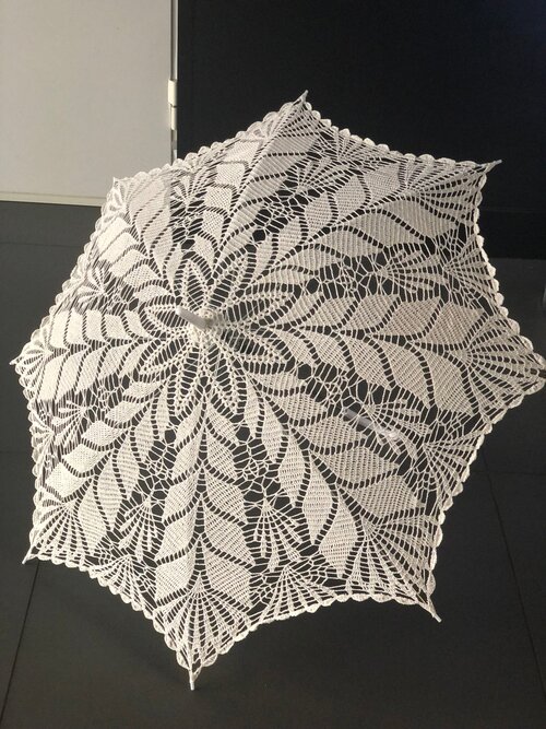 Зонт-трость полуавтомат, 8 спиц, для женщин, белый