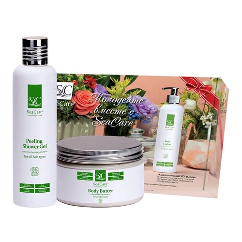фото Органический подарочный спа набор №2, масло и отшелушивающий гель для тела с алоэ вера и маслами. seacare