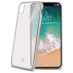 Чехол-накладка Celly Laser Matt для Apple iPhone X/XS прозрачный, серебристый кант - изображение