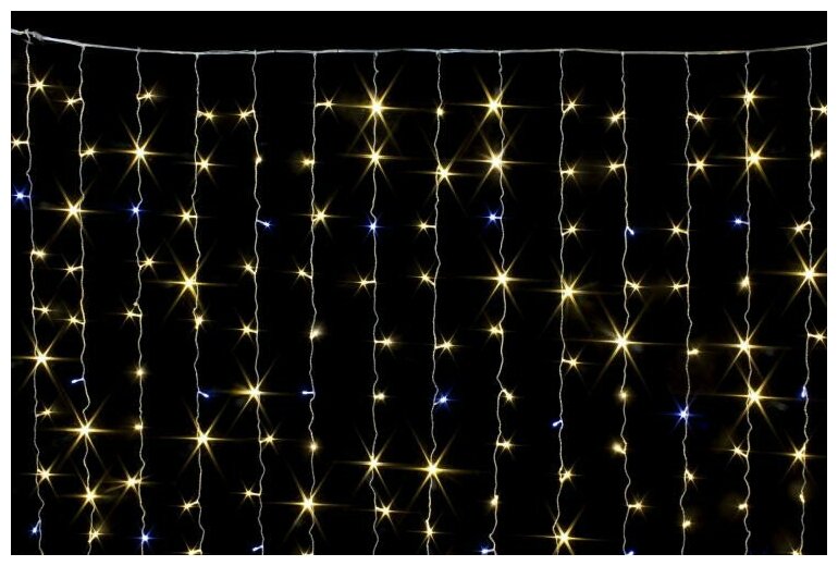 фото Электрогирлянда Занавес 320 Led 16 нитей, flash-w; в помещении, соединяется, IP 20, тёпло-белый Занавес светодиодный WW.03.5T.320+