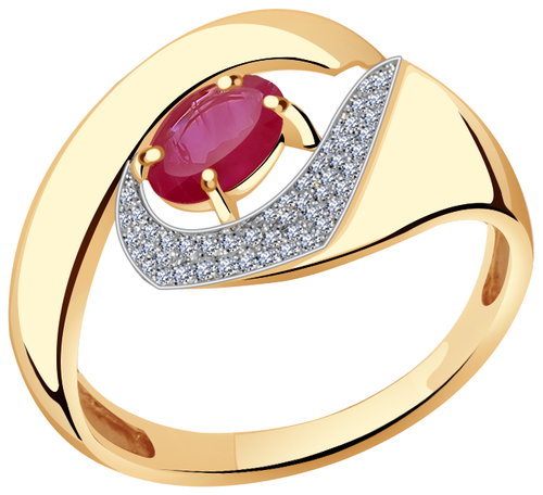 Кольцо АЛЕКСАНДРА, золото, 585 проба, бриллиант, рубин, размер 19