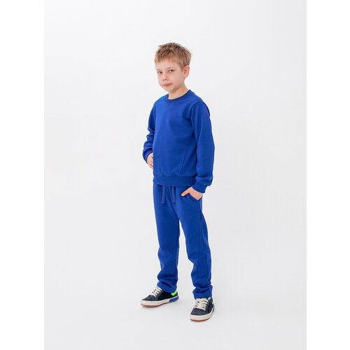 фото Комплект одежды , свитшот и брюки, повседневный стиль, размер 134, синий angano kids