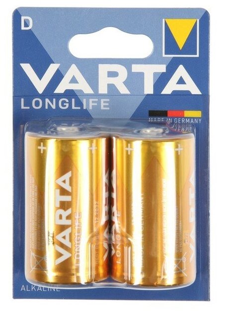 Батарейки Varta Longlife D Bli Alkaline, 2 шт. (4120101412) - фото №13