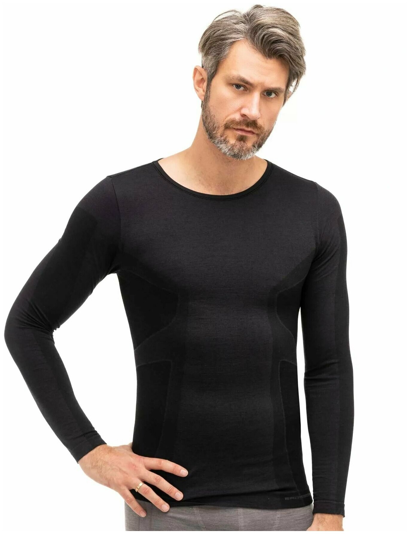 Купить Термобелье мужское Brubeck футболка с длинным рукавом шерсть мериносаCOMFORT WOOL черная за 8280р. с доставкой