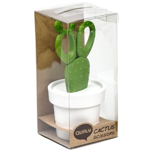 Ножницы Cactus с держателем, белые с зеленым