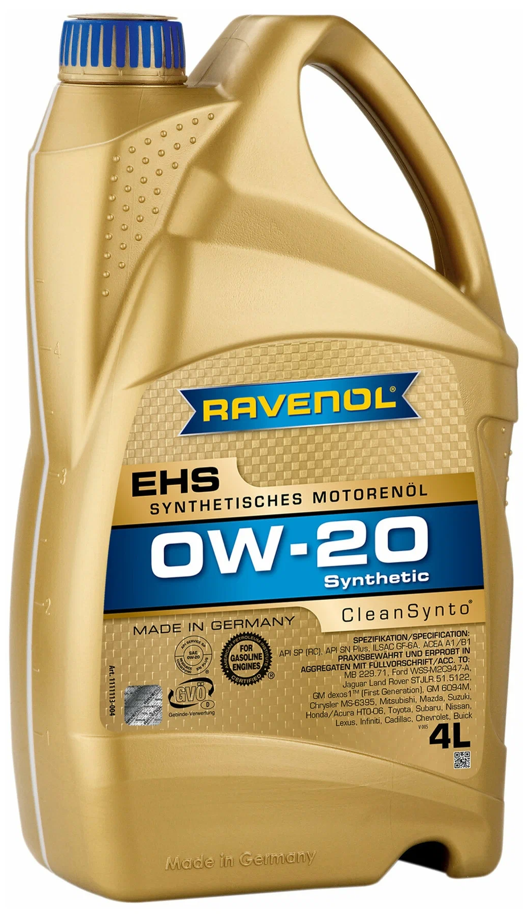 Синтетическое моторное масло Ravenol EHS 0W-20, 4 л