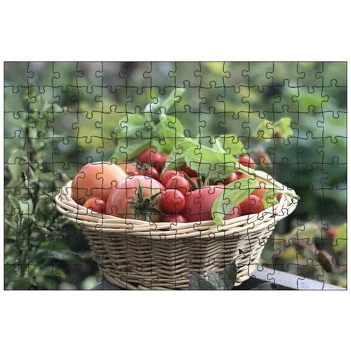 фото Магнитный пазл 27x18см."корзина помидоры, сад, овощи" на холодильник lotsprints