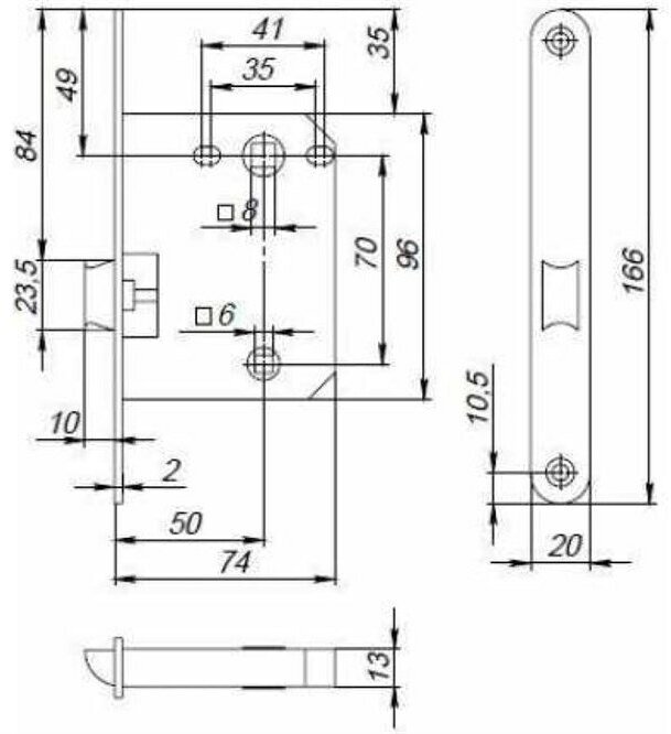 Защелка врезная PUNTO PL72-R20 SN мат.никель (тех.упак) /41649/ - фотография № 3