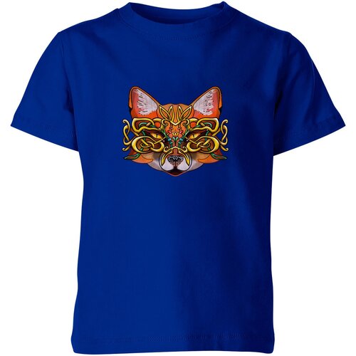 Детская футболка «Лиса с орнаментом» (164, синий)