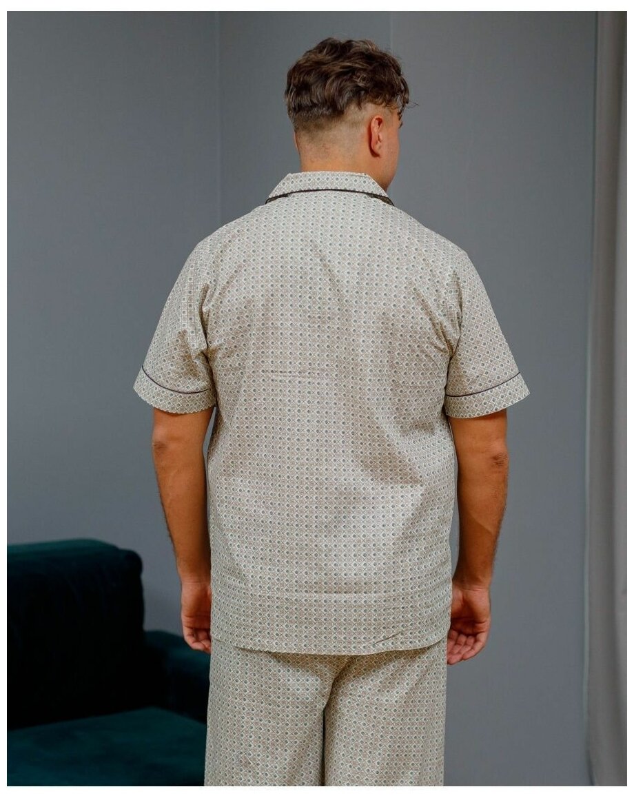 Пижама мужская с шортами и рубашкой на пуговицах хлопок - фотография № 11