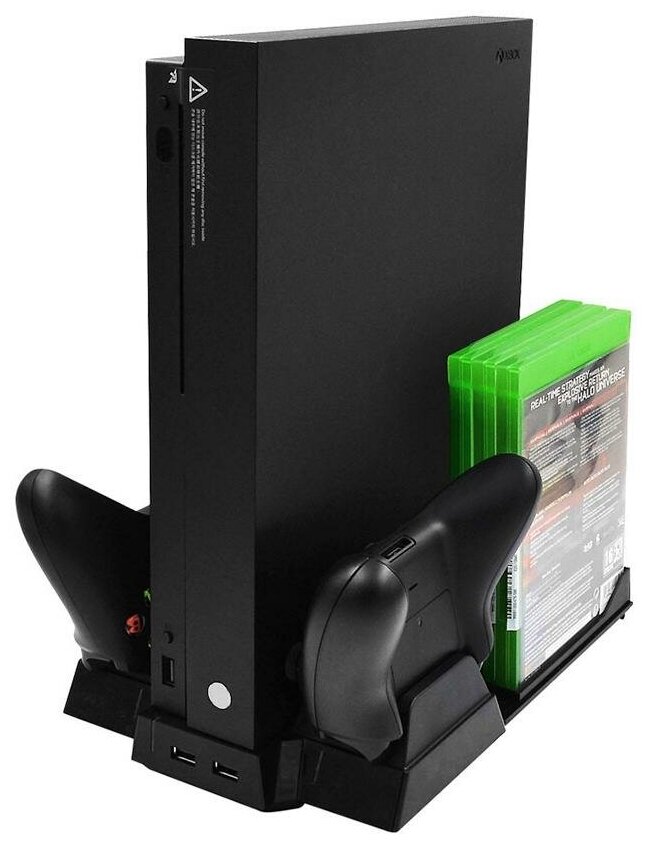 Подставка для вертикальной установки консоли + охлаждение + зарядная станция + подставка под игры (SND-398 MIMD) (Xbox One X)