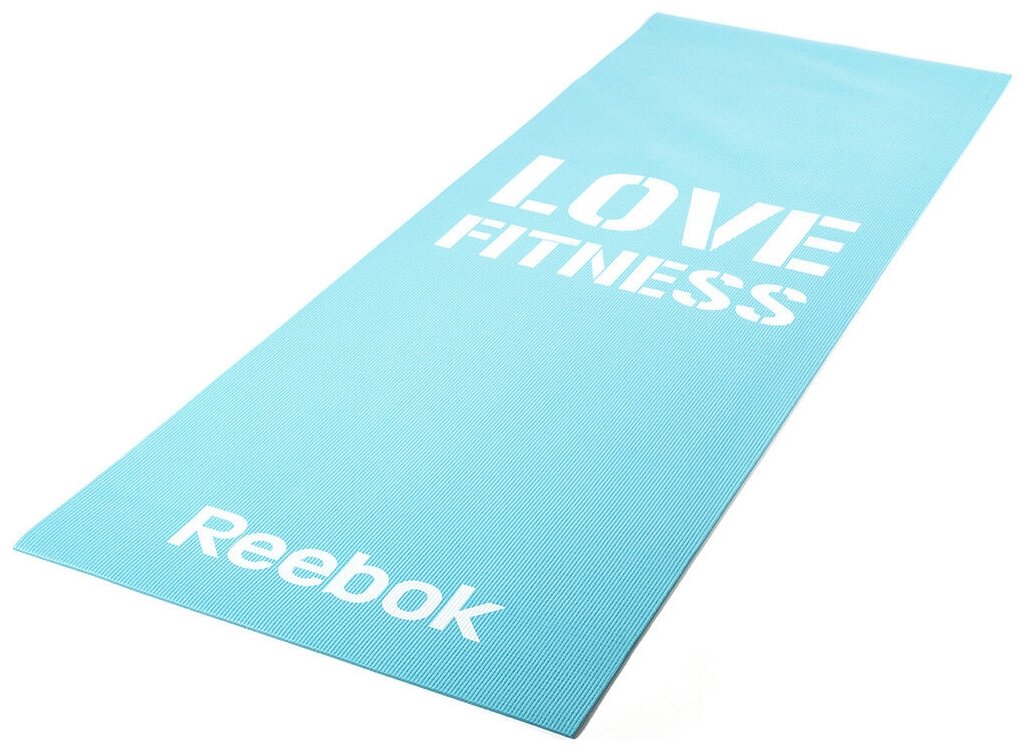 Тренировочный коврик (мат) для фитнеса тонкий Love голубой RAMT-11024BLL (1 кг, Reebok, 4 мм, 670, 50, 50, Голубой)