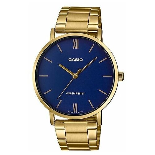 наручные часы casio standard mtp vt01g 1b2 серебряный золотой Наручные часы CASIO Collection, синий, золотой