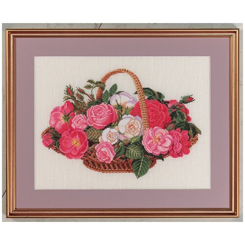 фото Набор для вышивания розы в корзине, лён 26 ct 40 x 50 cм eva rosenstand 14-280