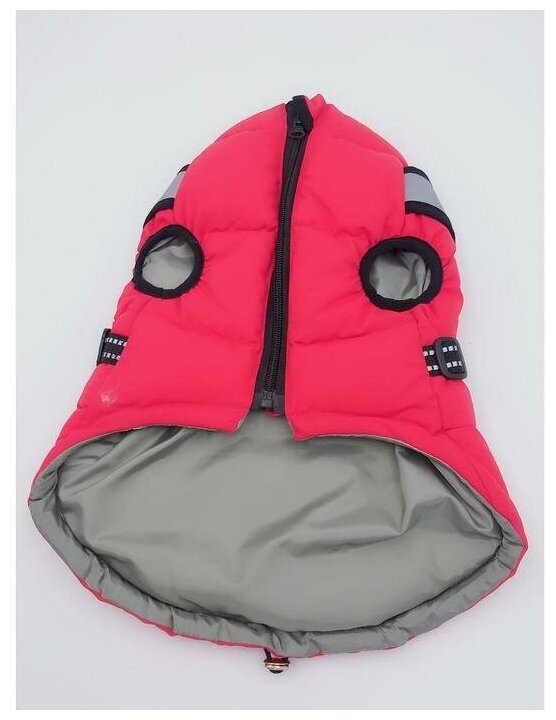 Куртка для собак со светоотражающей шлейкой, размер 16 (ДС 36, ОГ 46, ОШ 35), розовая - фотография № 2