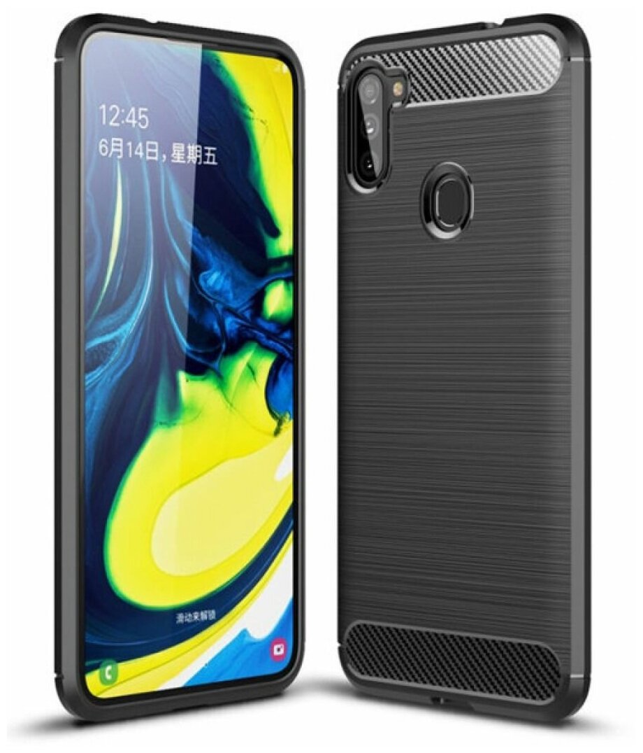 Brodef Carbon Силиконовый чехол для Samsung Galaxy A11 черный