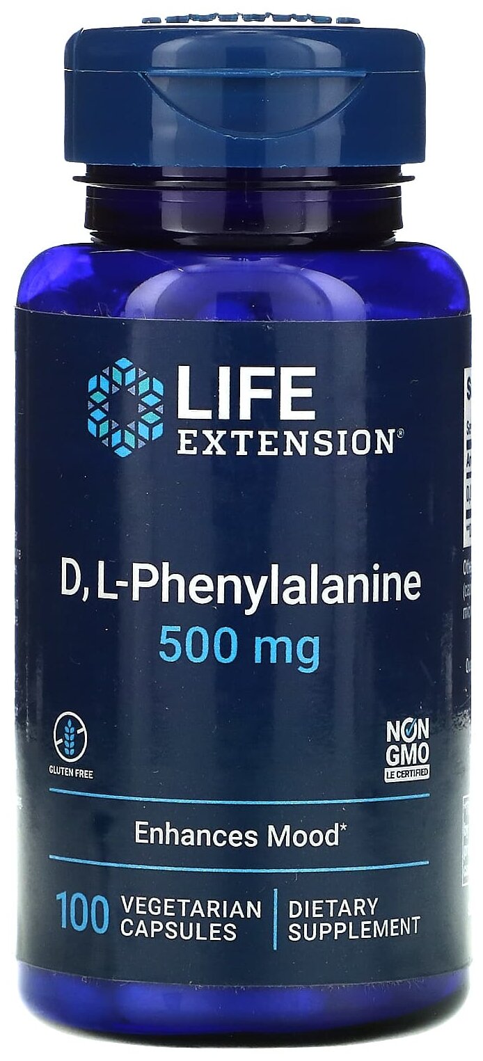 Капсулы Life Extension D,L-Phenylalanine, 110 г, 500 мг, 100 шт.