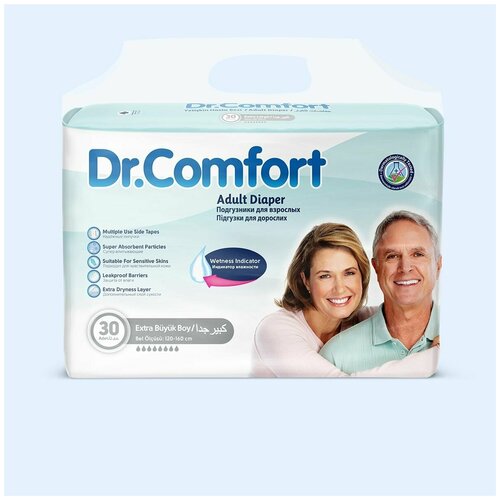 Подгузники для взрослых Dr. Comfort ХL30, размер ХL (талия 120-160 см), 30 шт.