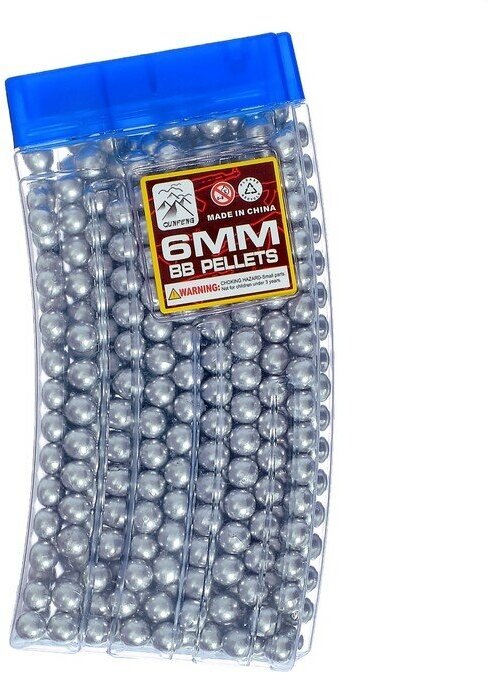 Пульки 6 мм пластиковые в рожке, 500 шт, цвет серебристый (1шт.)