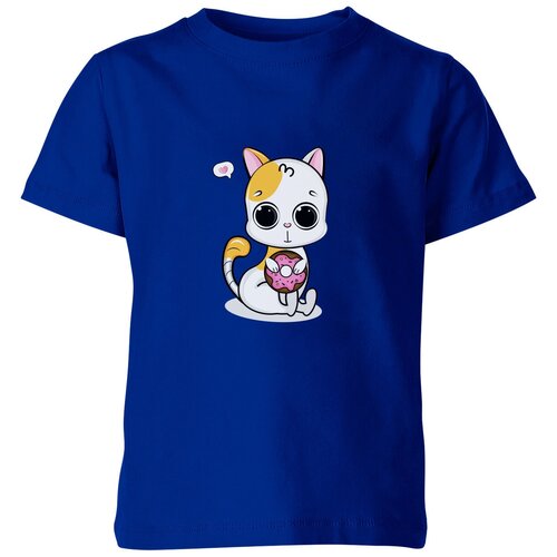 мужская футболка кот с пончиком l синий Футболка Us Basic, размер 4, синий