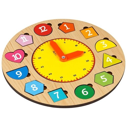 Обучающая игра ТРИ совы Часы-вкладыши Учим время, дерево (ОБ00033) объемные вкладыши часы
